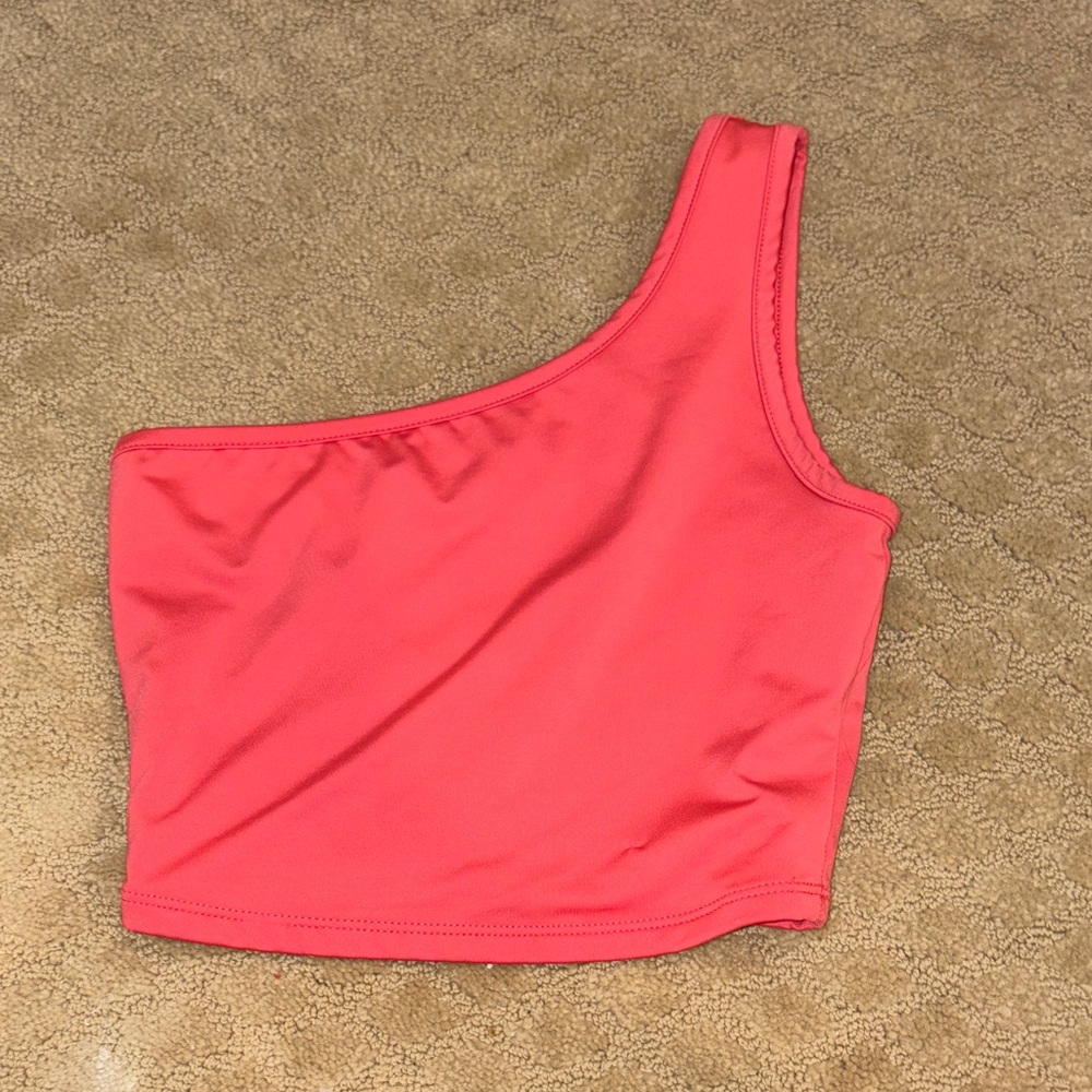 Altar'd State Coral One-Shoulder Crop Top